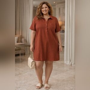 GAP Old Navy Gingerspice Linen-Blend Mini Shirt Dress XXL / 2X Plus Size NWT